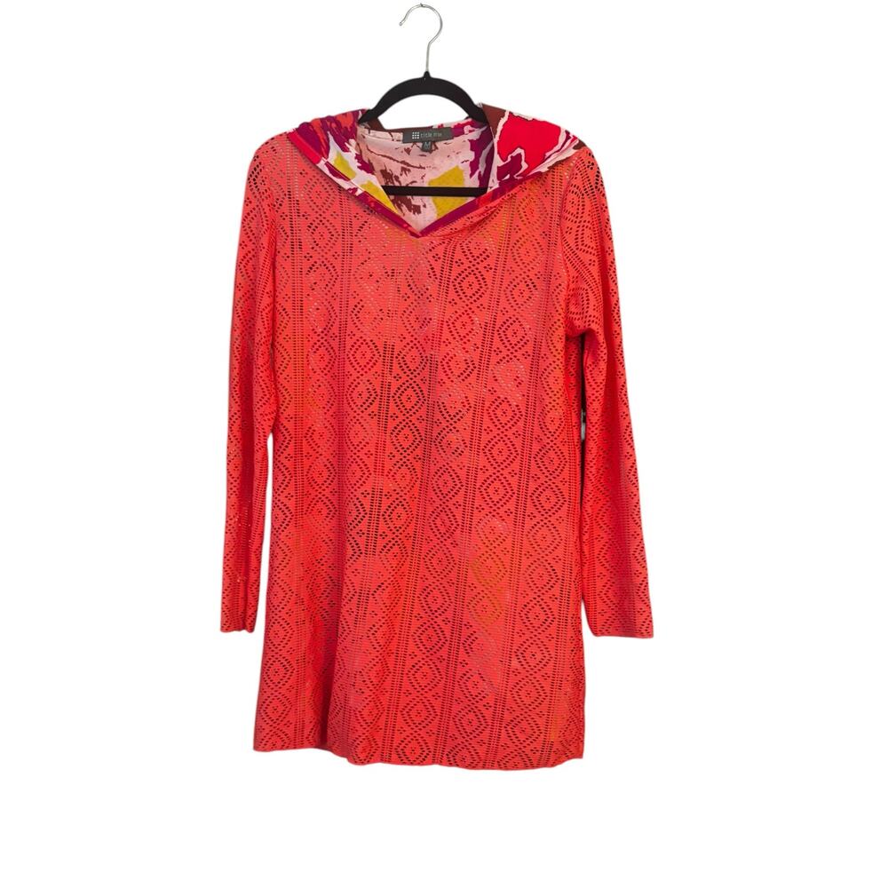 Title Nine Coral Orange Swim Coverup Sunbuster M Long Sleeve Pullover Rashguard